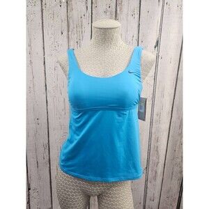 ALK Women's S Nike Cyan Blue Athletic Adjustable Tank Tankini Swim Top Bikini NW